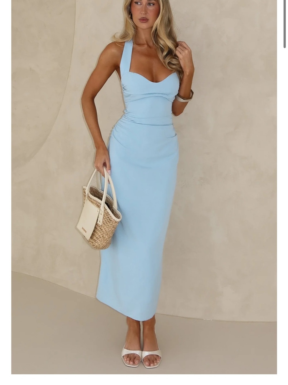 White Fox Boutique Powder Blue Sleeveless Midi Dress